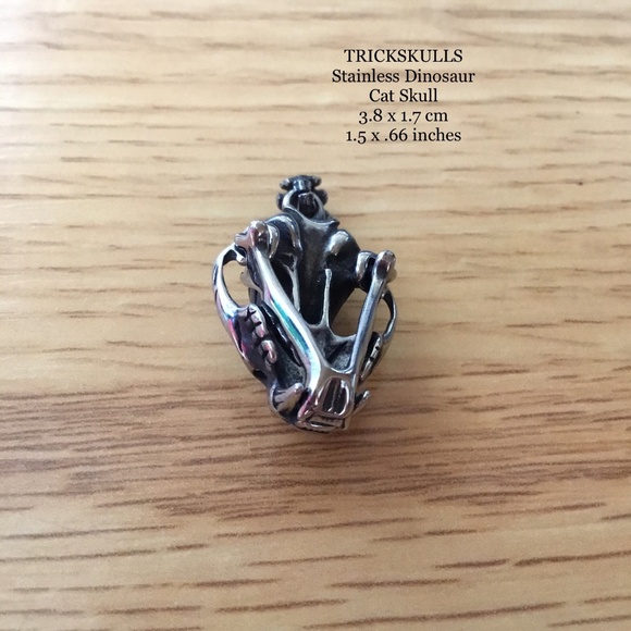 Sabre-Toothed Tiger Smilodon Big Cat Dinosaur Skull Stainless Pendant & Chain - Picture 7 of 13